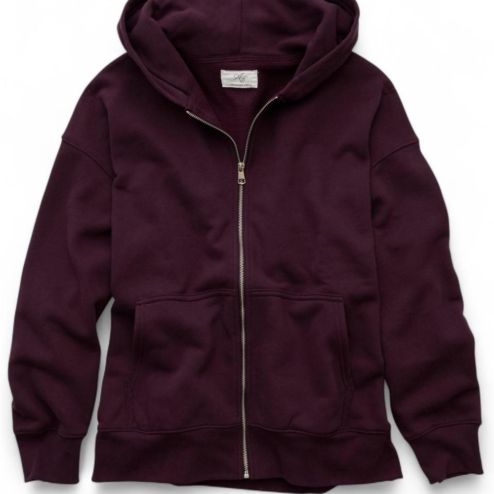 American Eagle Oversized Zip Up Jacket Burgundy M… - image 1